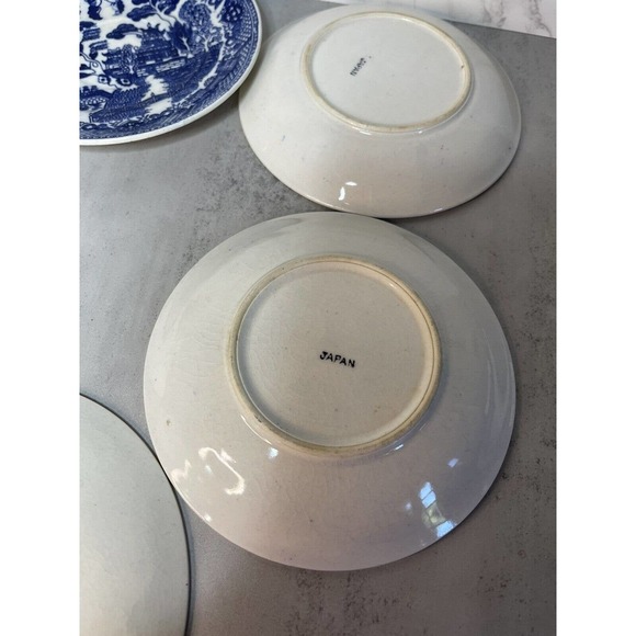 5 Vintage Blue Willow Replacement Saucer Plates 5 3/4 Oriental Birds Japan Blue - Picture 9 of 10